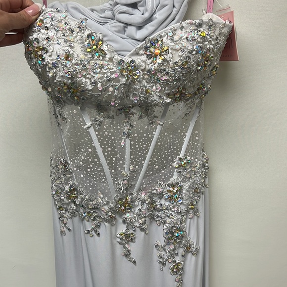 Blush prom strapless corset top beaded gown - Picture 8 of 9